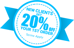 20% Off your 1st order new Clients get  Terms Apply
